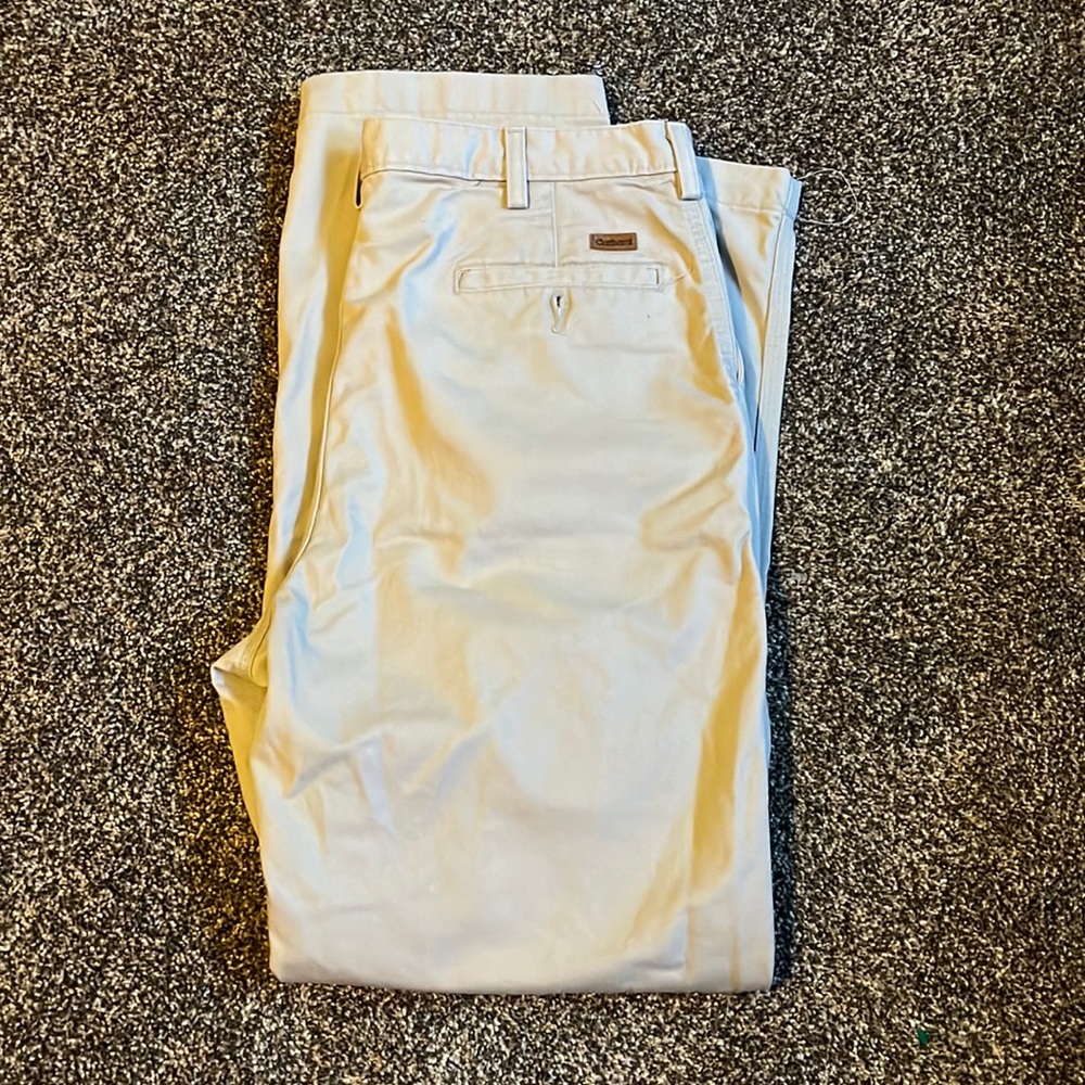 Carhartt Mens 36x32 Beige Pleated Work Khaki
